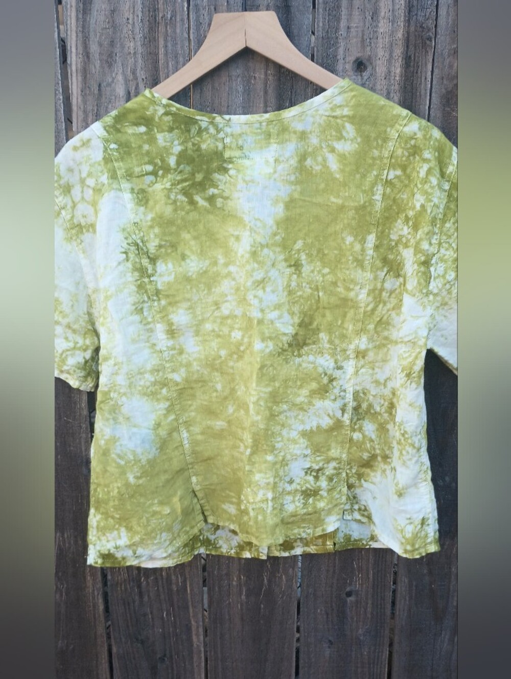 Flax Linen Button Front Hand Dyed - Picture 3 of 5